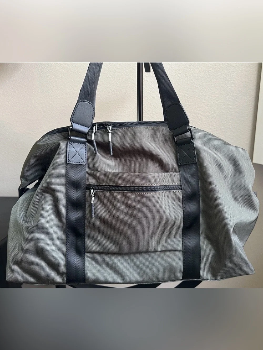 Bonobos Ballistic Nylon Duffle Bag in Olive•Leather Accents•Adjustable Strap•NWT